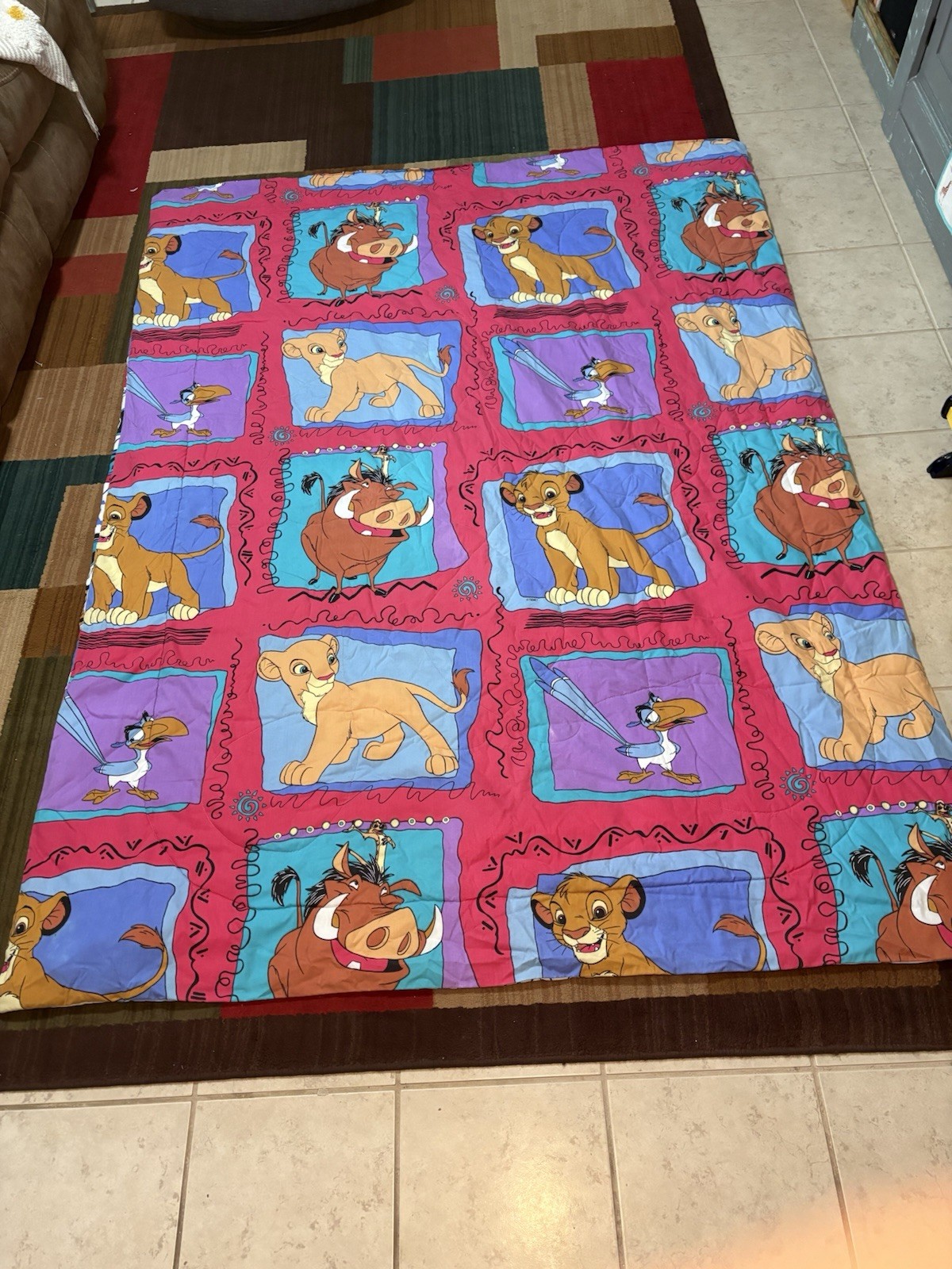Vintage 1994 Disney The Lion King Twin Comforter - Reversible 90s Bedding Rare