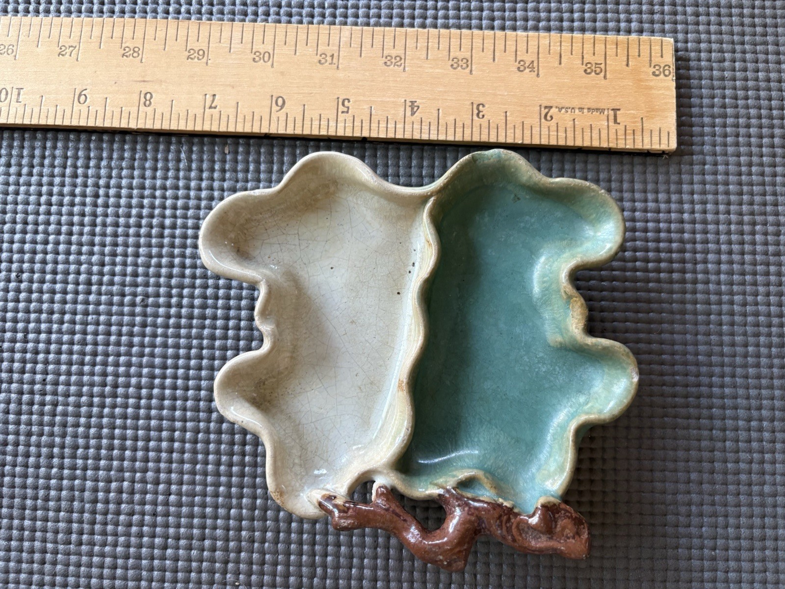 Antique Japanese Kyoto Celadon/Cream Porcelain Dish