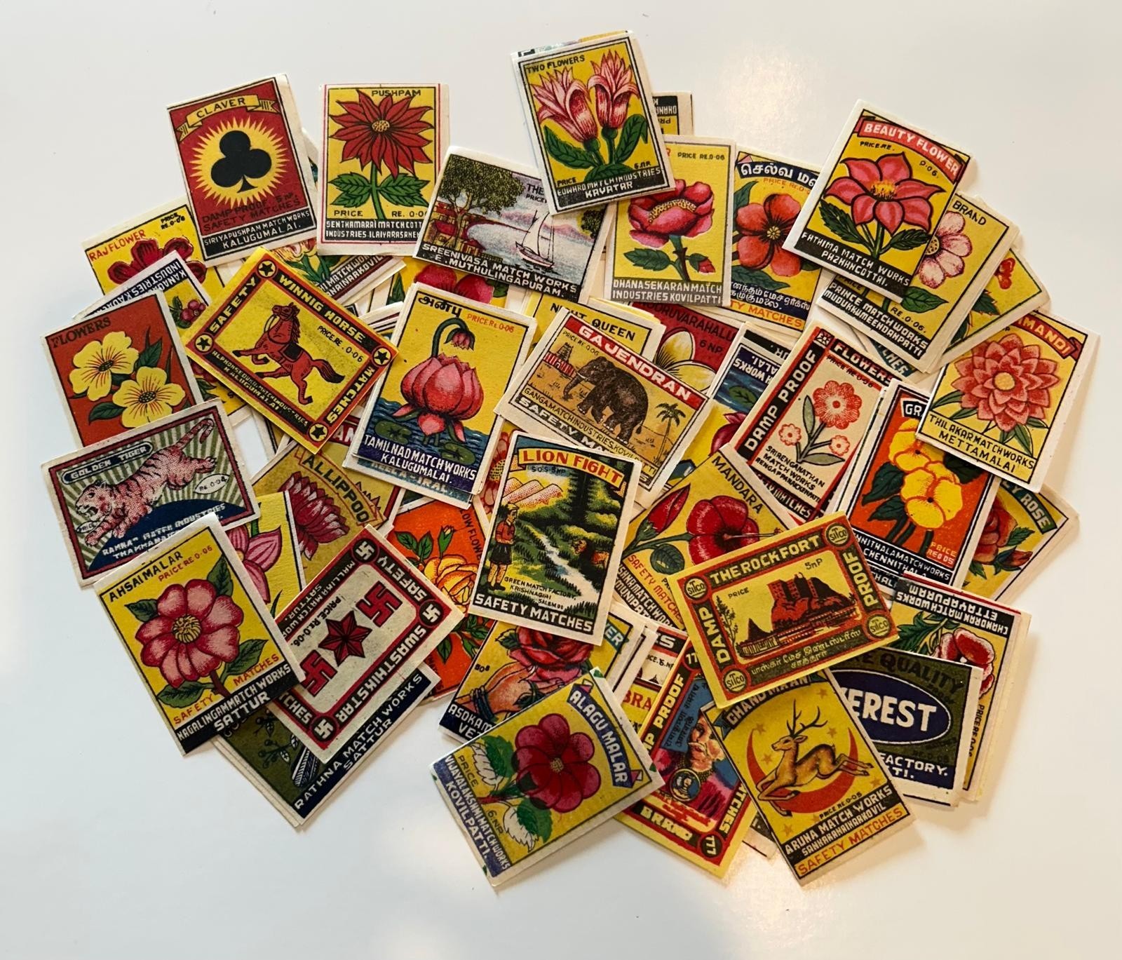 Lot of 100 Different Old Vintage Matchbox Labels India 