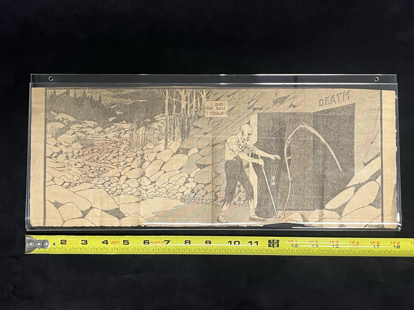 1913 Winsor McCay Original Newspaper Comic Death Scene Custom Display Holder