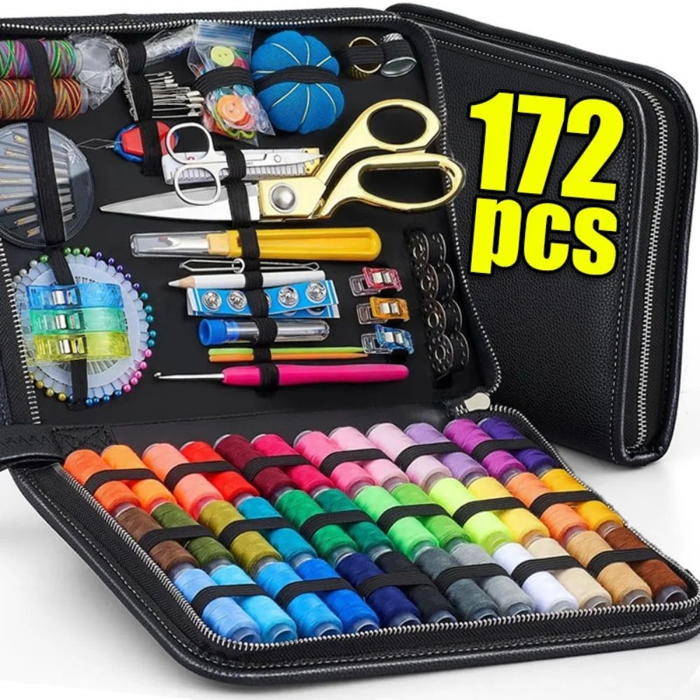 172pc Home Travel Sewing Kit Thread Threader Needle Tape Measure Scissor Thimble