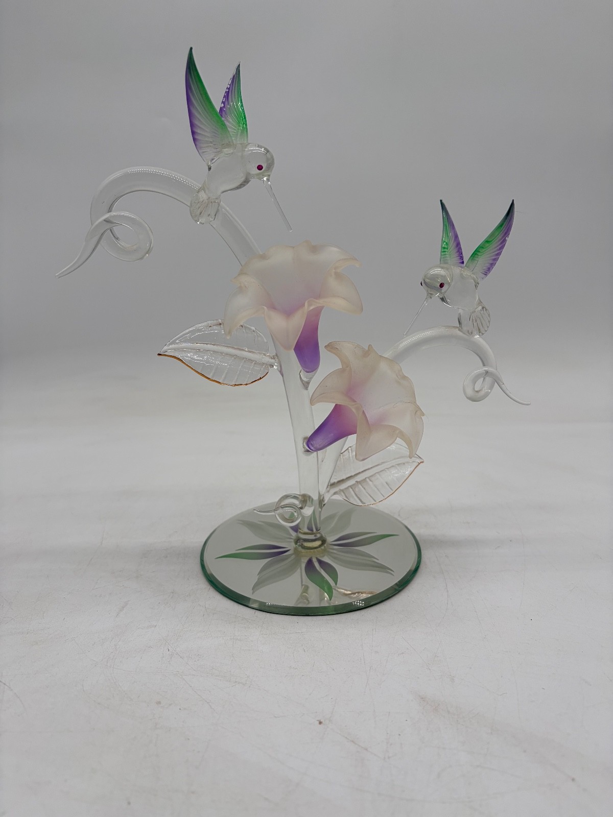 Glass Baron  Hummingbirds on Floral Branch on glass mirror CF8 436L no box 1998
