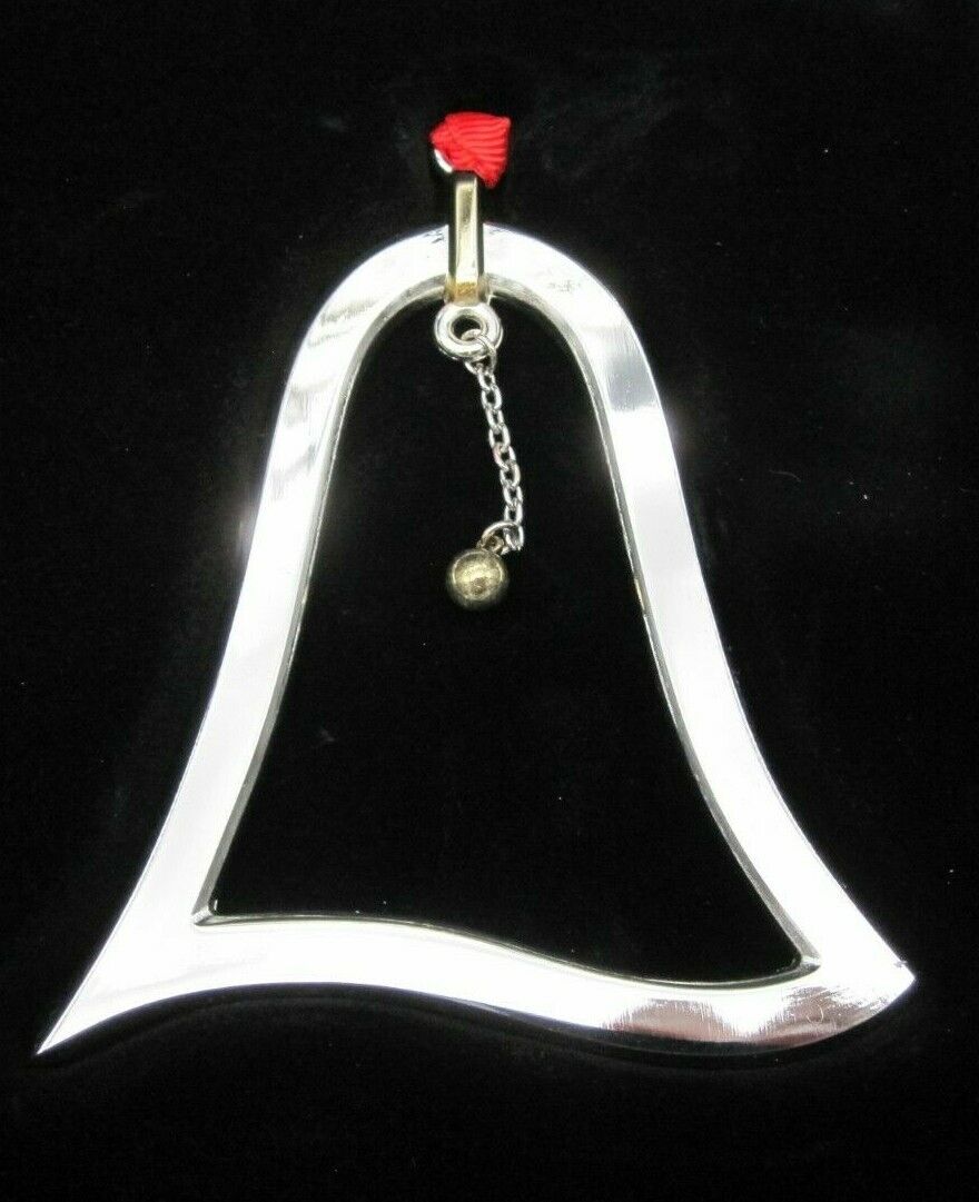 Nambe Holiday Silver Metal Bell Outline Christmas Ornament MT1063 NEW