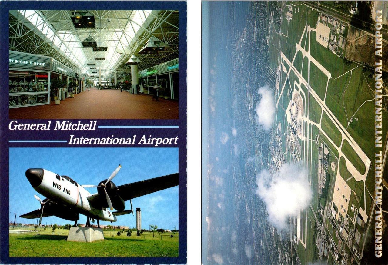 2~4X6 Postcards  Milwaukee, WI Wisconsin  GENERAL MITCHELL INTERNATIONAL AIRPORT