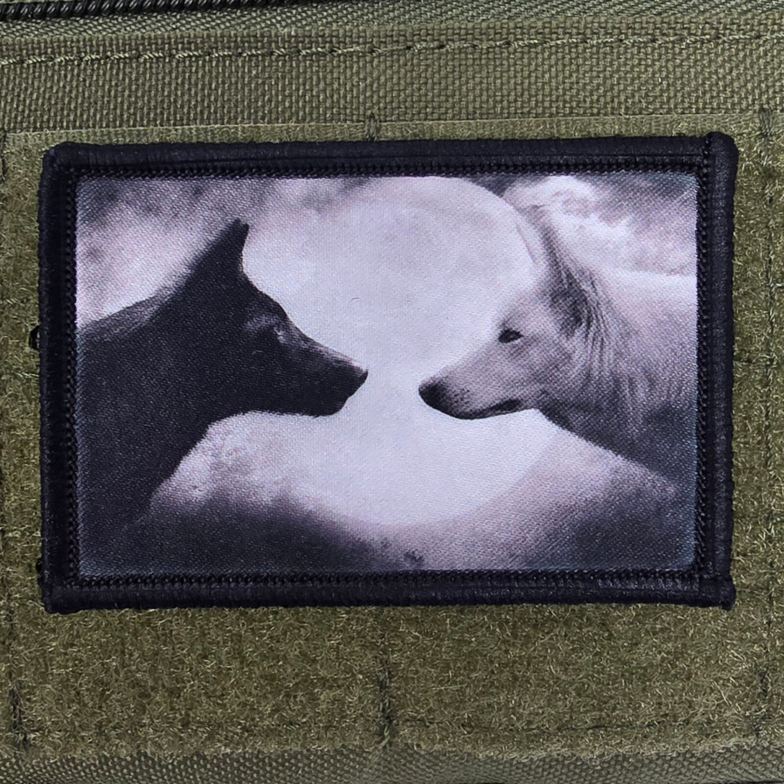 Two Wolves Patch Moral Meme Tactical Military Army USA Flag Hook & Loop 3x2