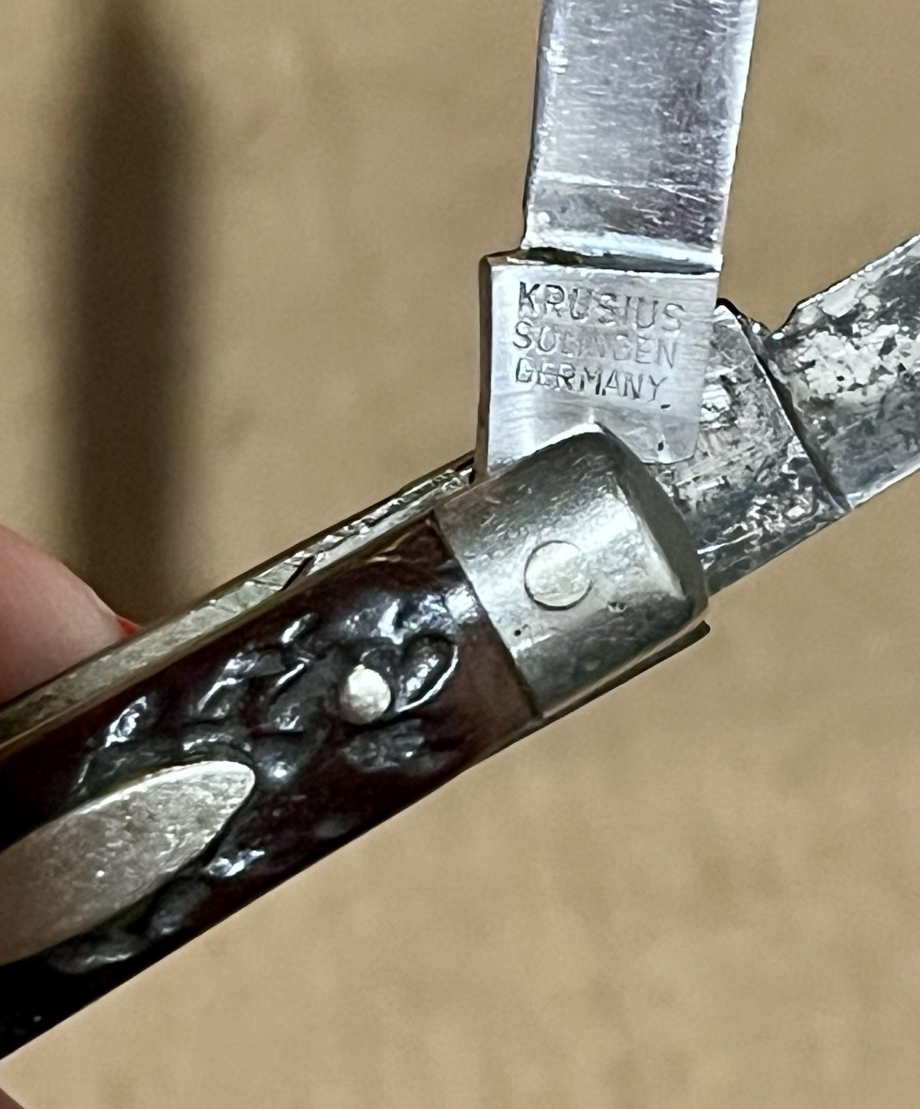 Krusius Solingen Germany Vintage Pocket Knife 3 Blade Folding