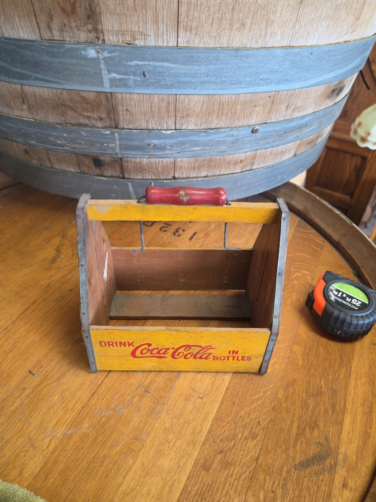 #5407 Vintage Original Wooden 6 Pack Coca Cola Bottle Carrier.