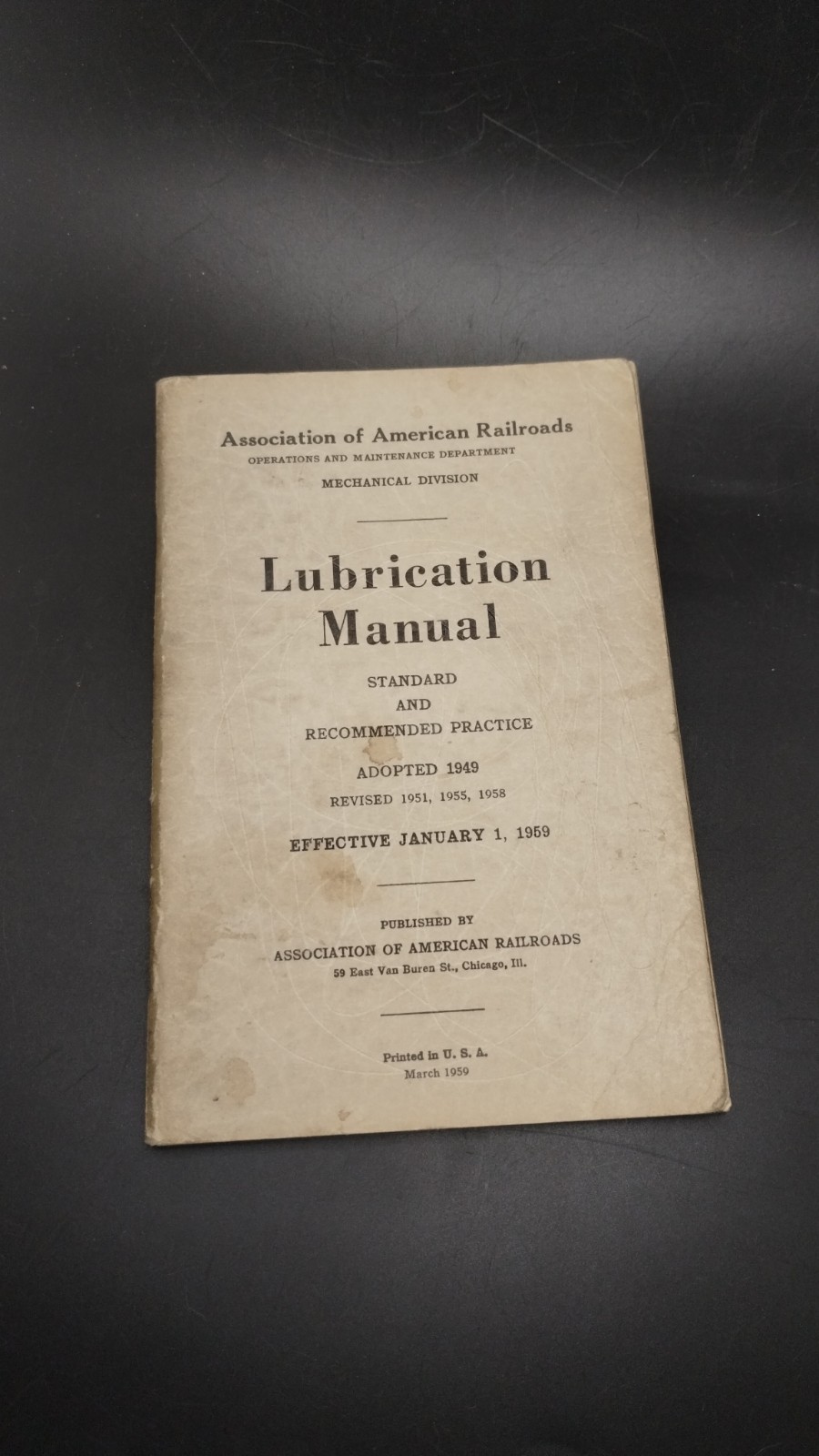 1959 Association Of American Railroads Lubrication Manual
