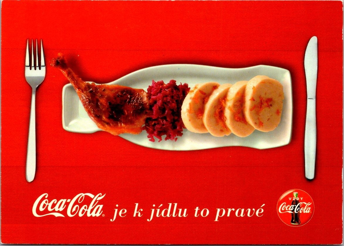 Roast Duck Meal COCA COLA advertising 4x6 Czech Postcard