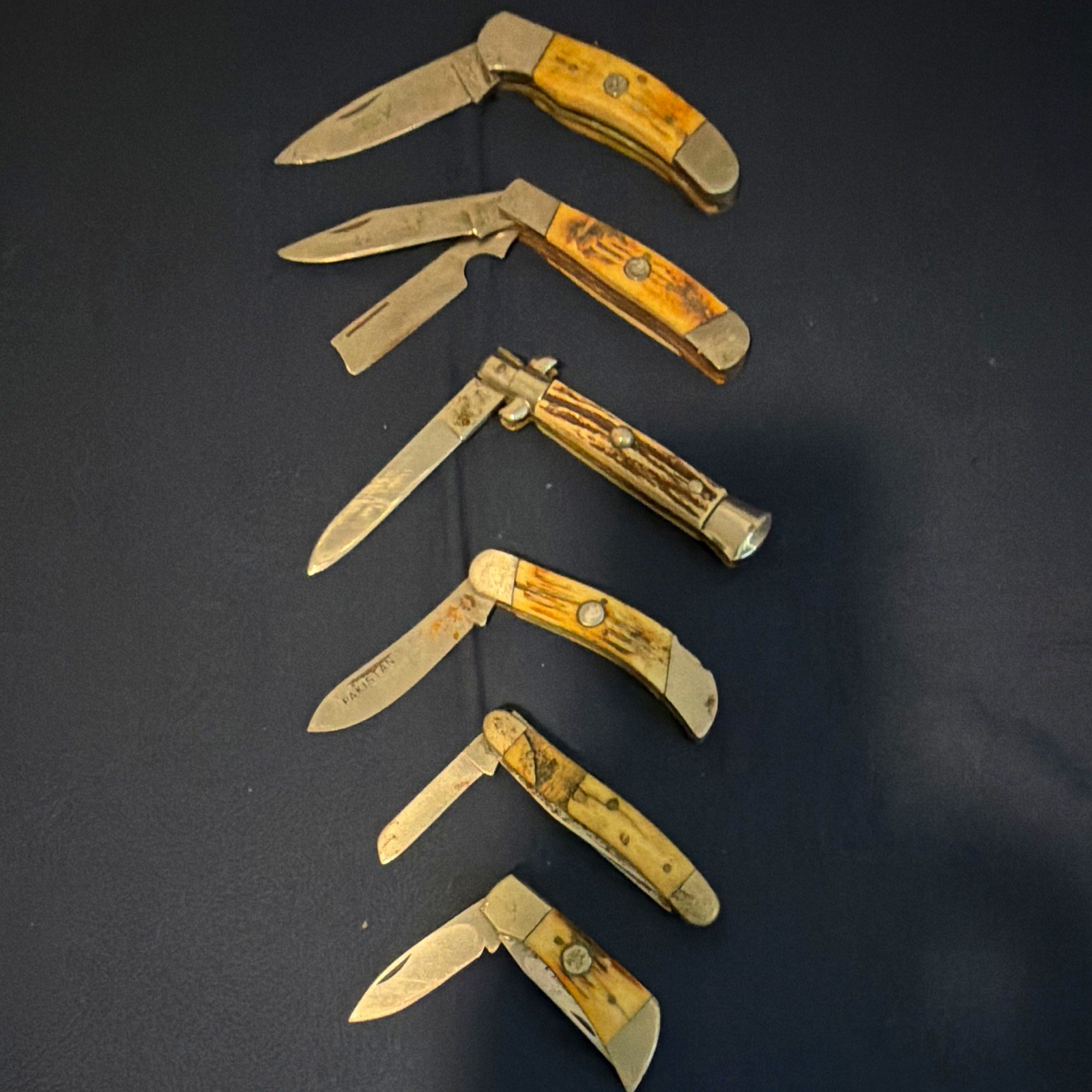 Mixed Lot of 6 Vintage Pocket Knives Stag/Antler Slipjoint