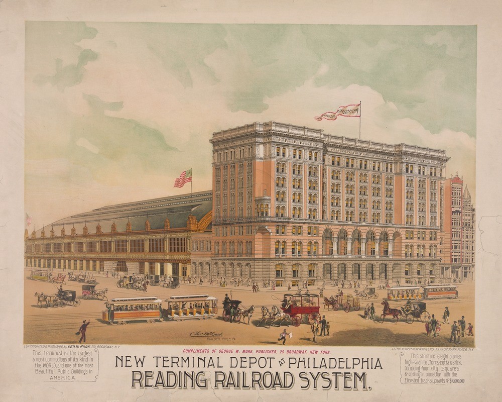 Philadelphia Reading Railroad Terminal Depot 8x10 Print HT51341095