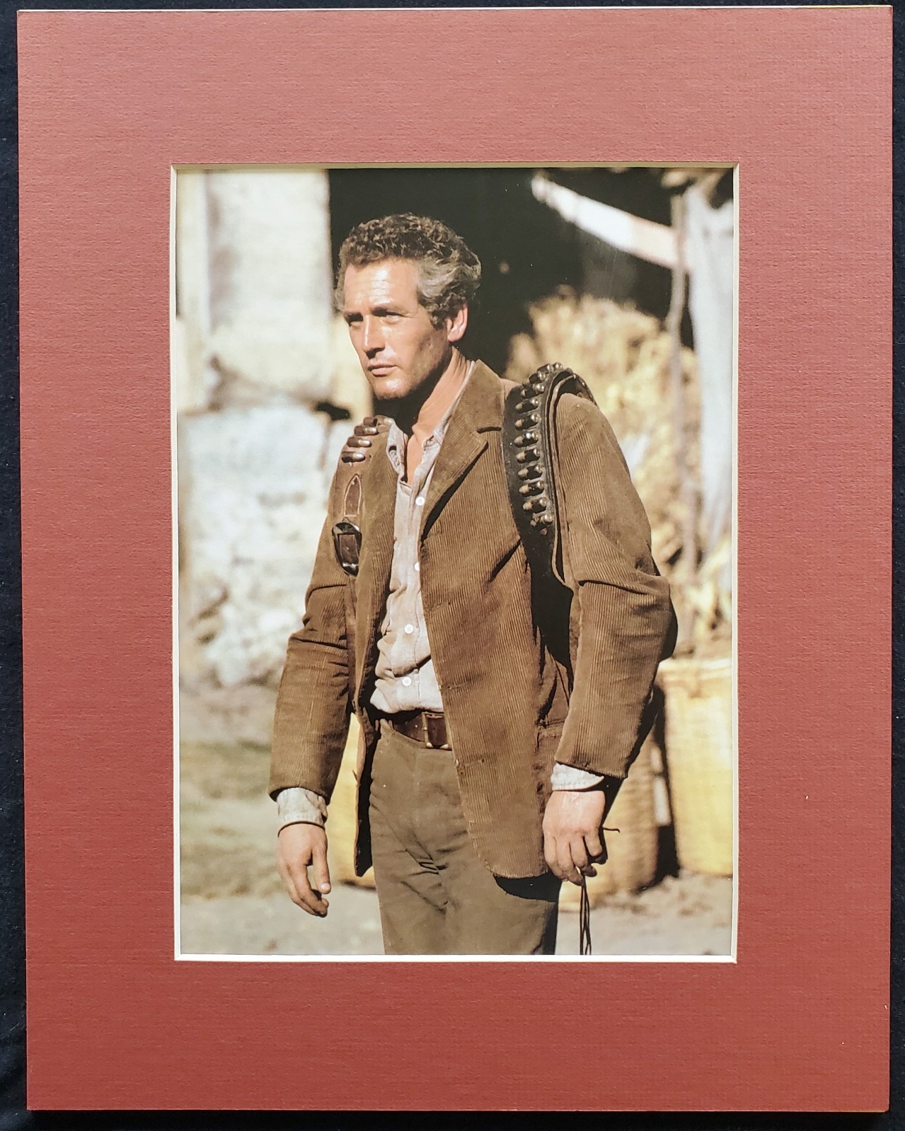 1980s Paul Newman Portrait Bio On Back Hollywood 11x14 Paper Print Matte Frame