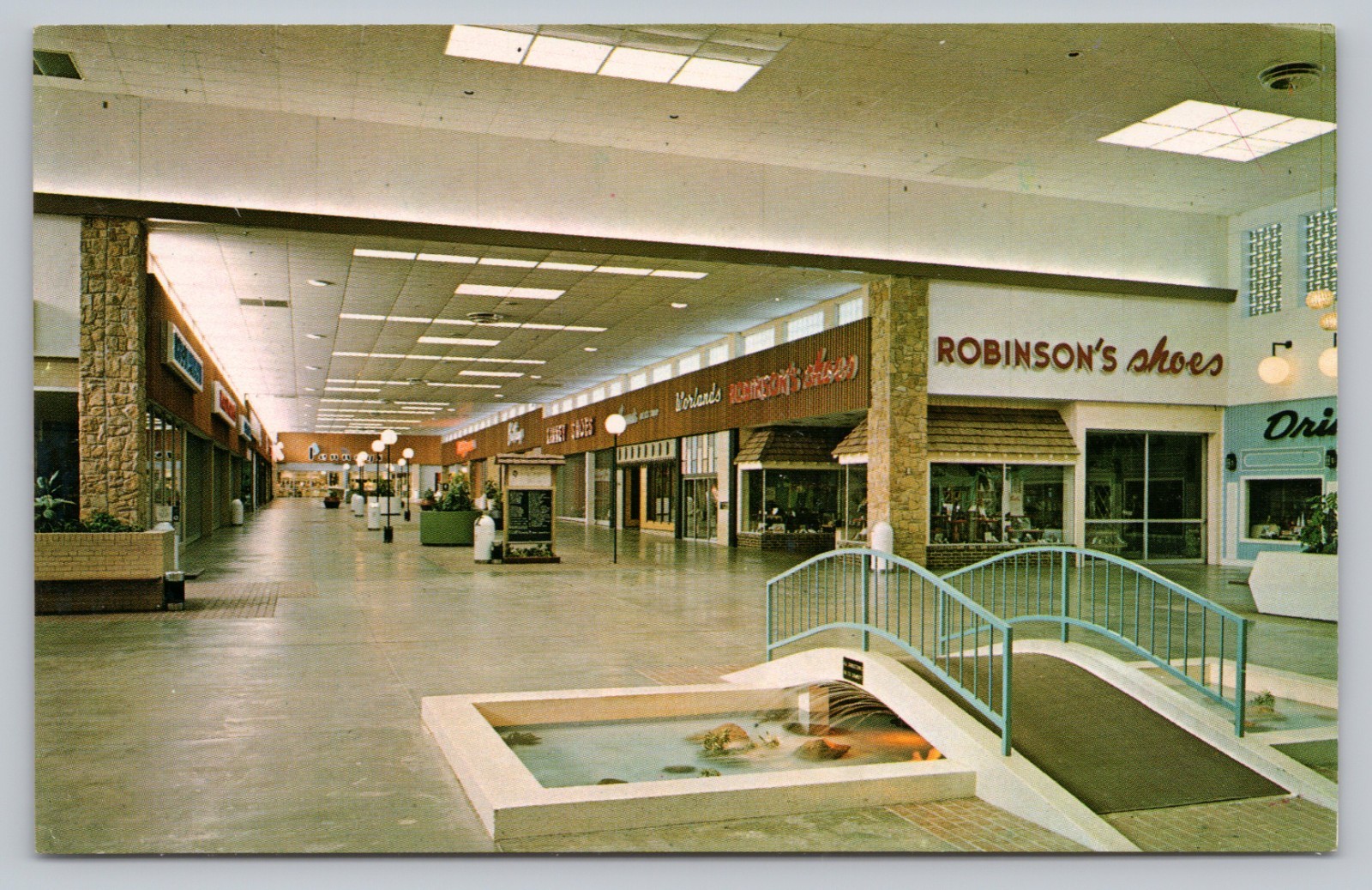 Topeka KS Interior View White Lakes Shopping Mall Stores Signs Postcard G1
