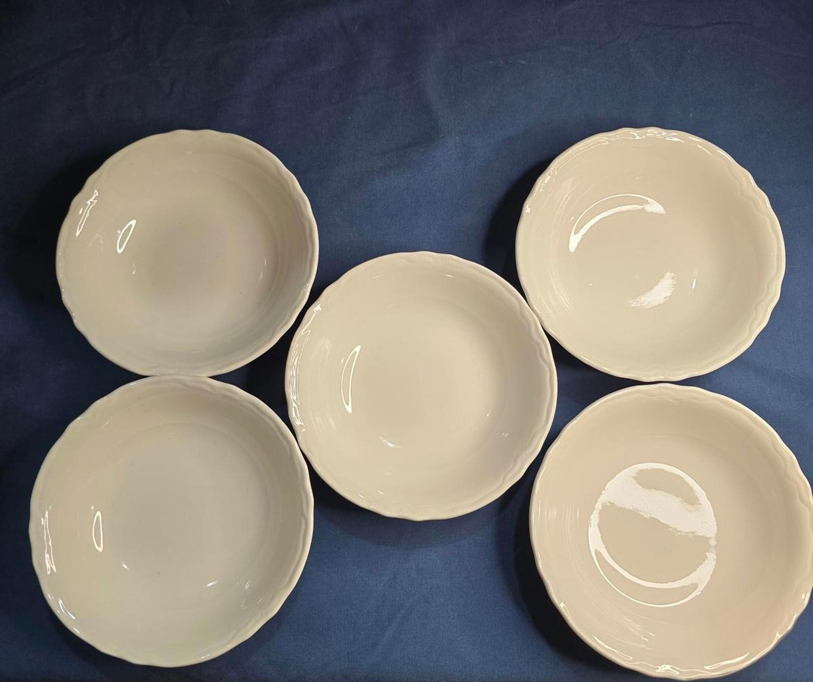 Set of 5 Vintage SCIO Ransom Cream Ironstone Scalloped 6.25