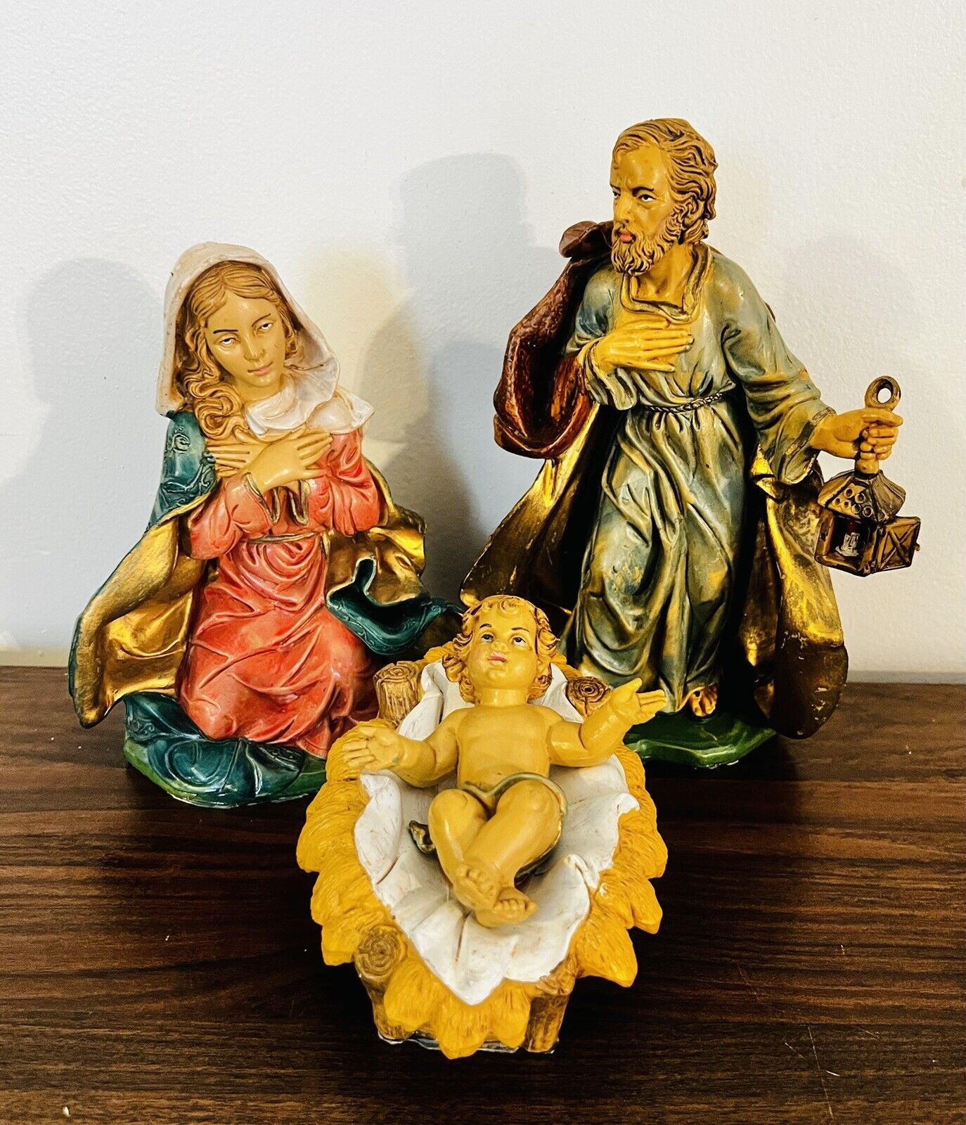 Vintage Depose Italy PVC Plastic Large Baby Jesus Mary Joseph Nativity Figure