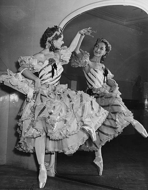 British ballet dancer Mona Inglesby rehearsing in front of a mirror- Old Photo
