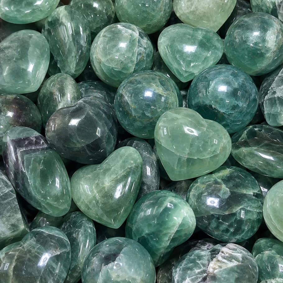5 lb Green Fluorite Polished Crystal Assortment Mixed Lot