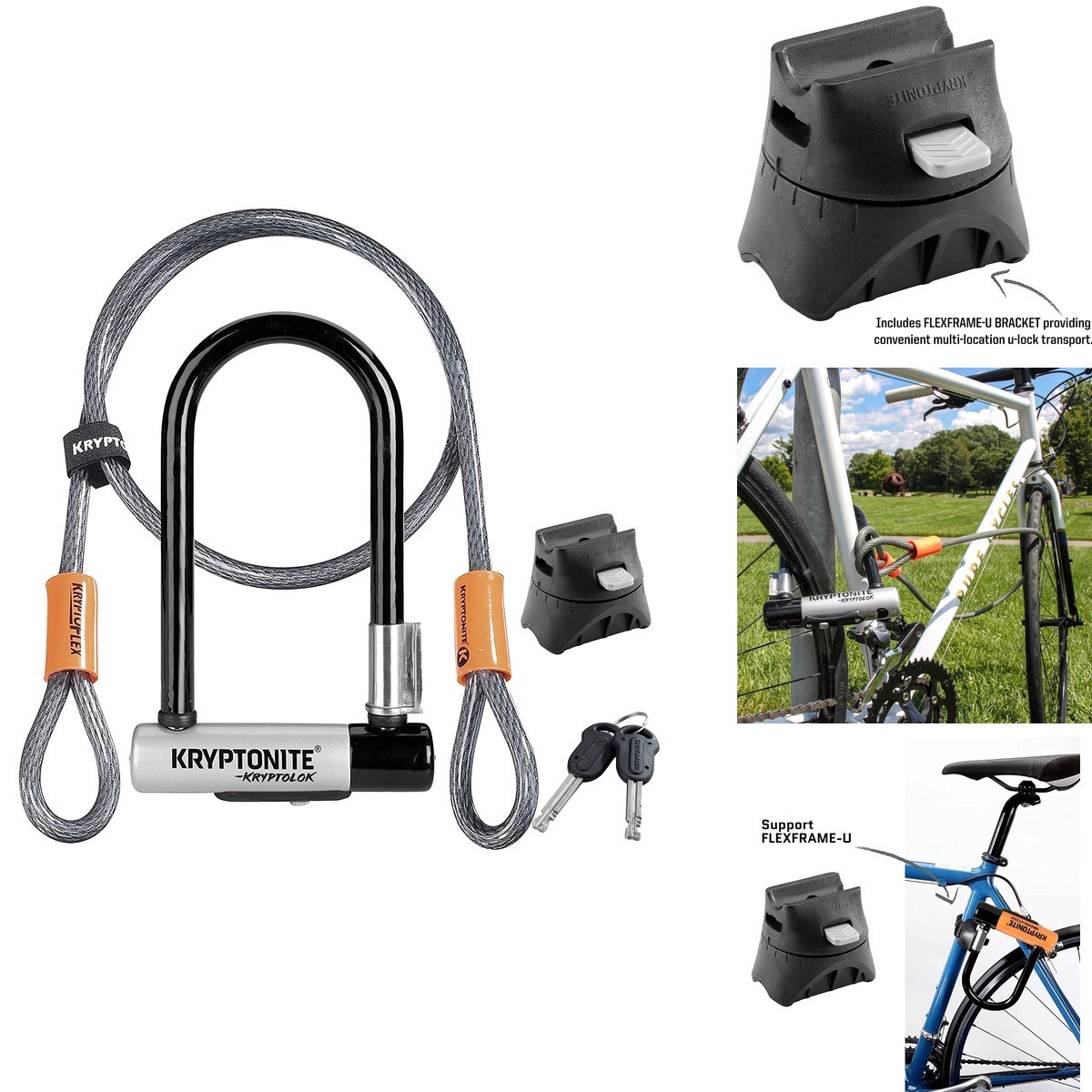 Kryptonite Kryptolok Mini-7 Bike U-Lock, 4ft Security Cable and Keys Kryptonite Kryptolok Mini-7 Bike U-Lock, 4ft Security Cable and Keys