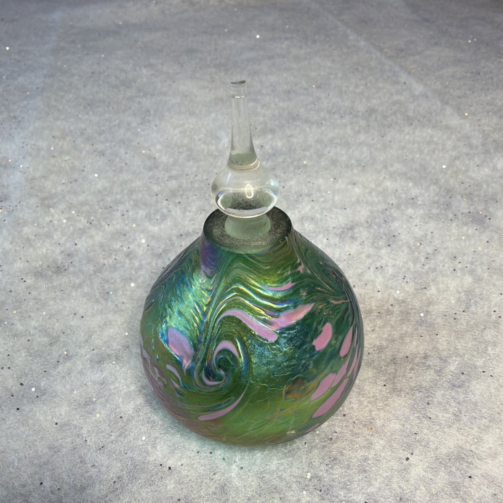 Craig Zweifel Signed Iridescent Art Glass Perfume Bottle Ketchum Idaho Vintage