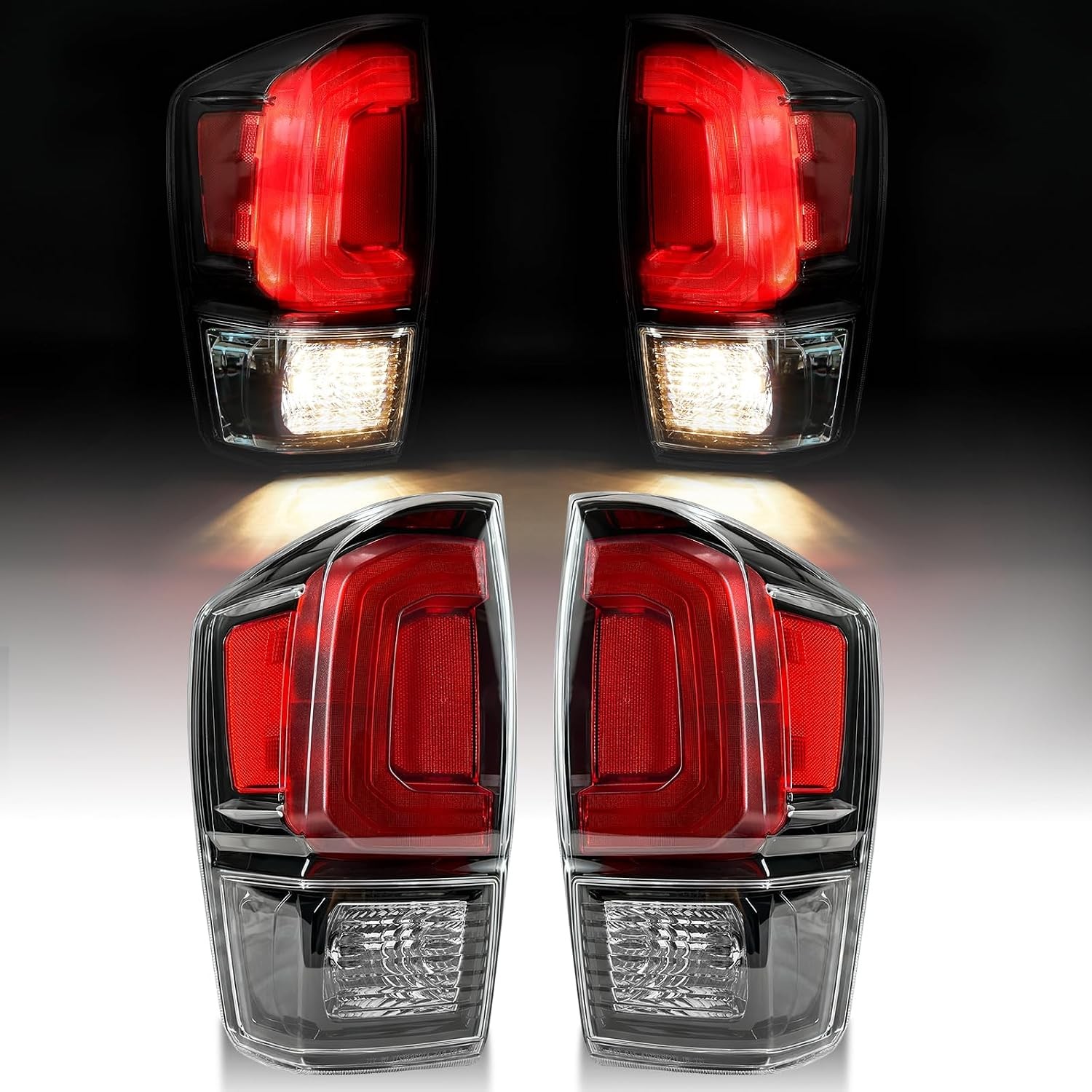 MAYELLO Pair Clear Lens Black Tail Lights w/bulbs fit for 2016-2023 Toyota Tacom