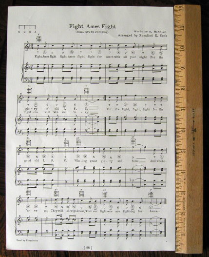 IOWA STATE UNIVERSITY Vintage Fight Song c 1929 \