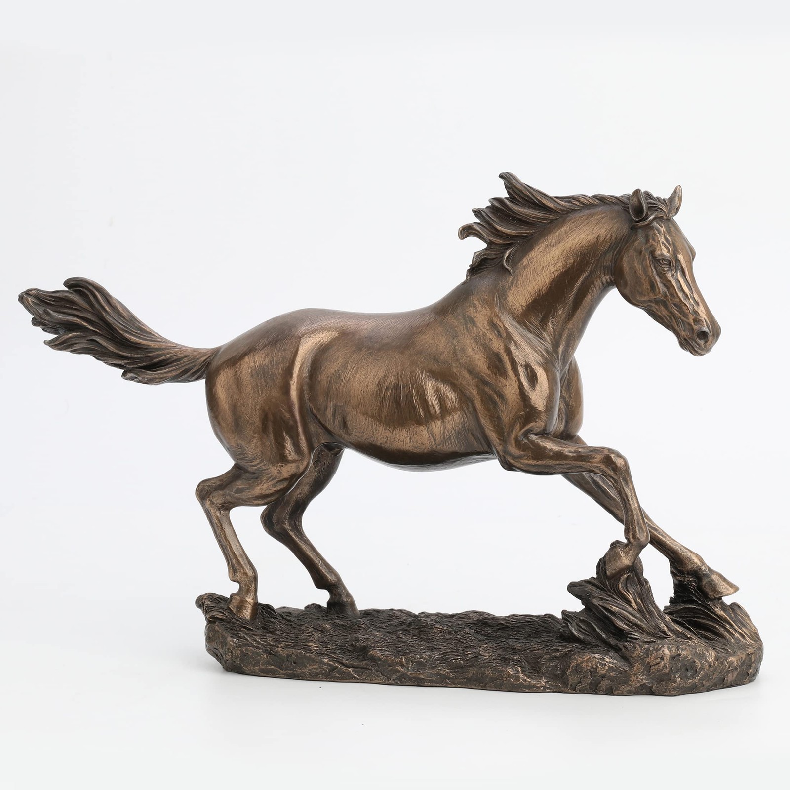 US 13.63 Inch Horse Cantering on The Grassland Cold Cast Bronze Figurine US 13.63 Inch Horse Cantering on The Grassland Cold Cast Bronze Figurine