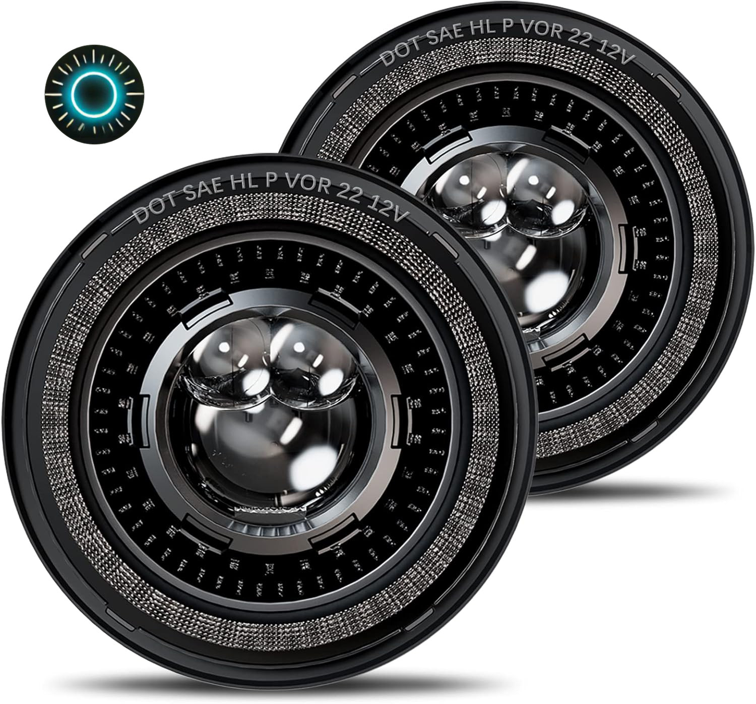 New 1000% Bright Anti-Glare 7 Inch Led Headlights round Compatible with Jeep Wra