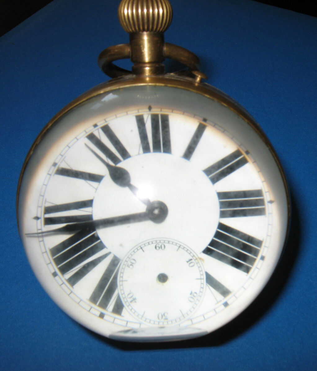 ANTIQUE FRENCH GLASS BALL AND BRASS PAPERWEIGHT CLOCK
