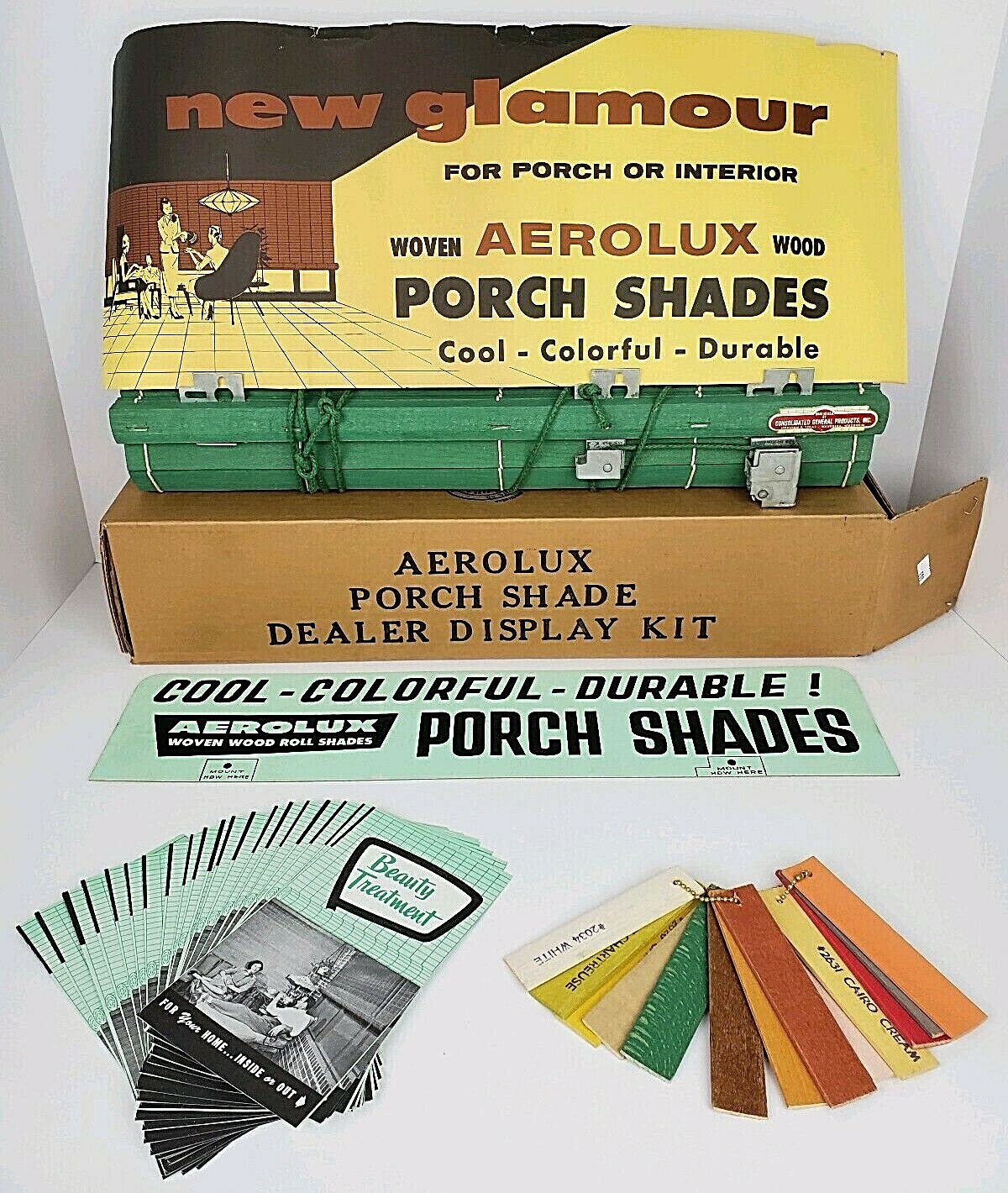 Vintage Aerolux Porch Shade Blinds Dealer Display Kit Salesman Sample In Box