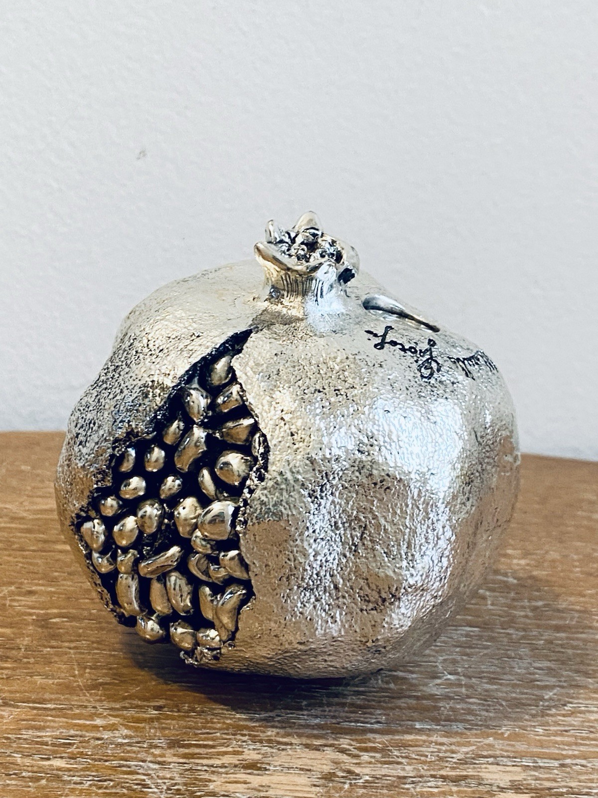 RARE 502g Marcello Giorgio Italian Silver Laminated Pomegranate Sculpture Marked