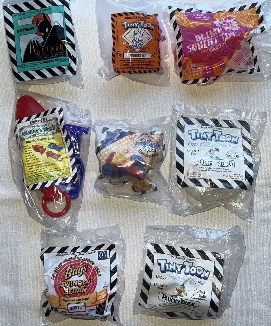 Lot of 8 DIFFERENT 1990/92 McDonald’s Under 3 Happy Meal Toys - BRAND NEW, MINT