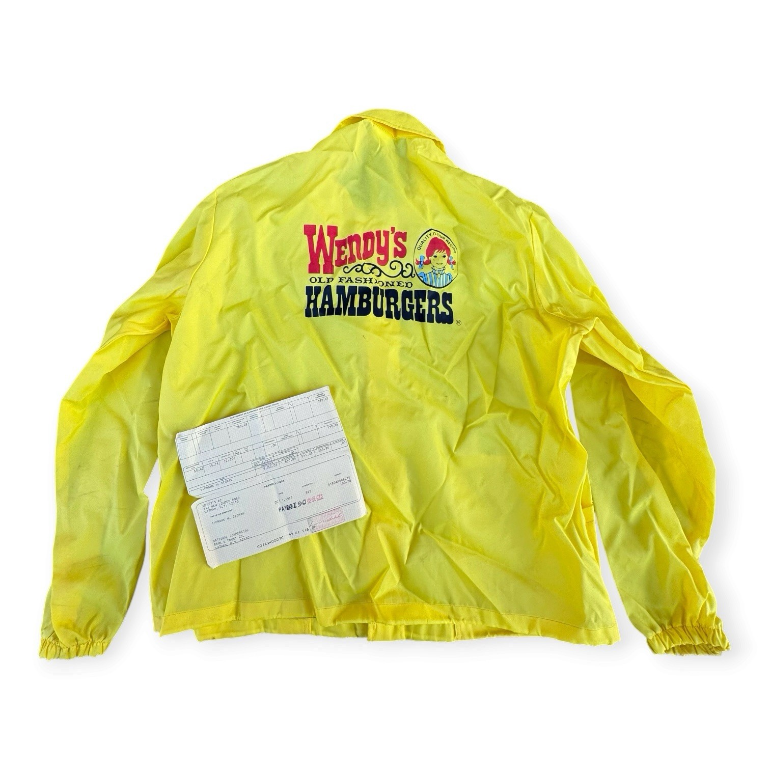 vintage wendys windbreaker yellow L 70s Employee Snap