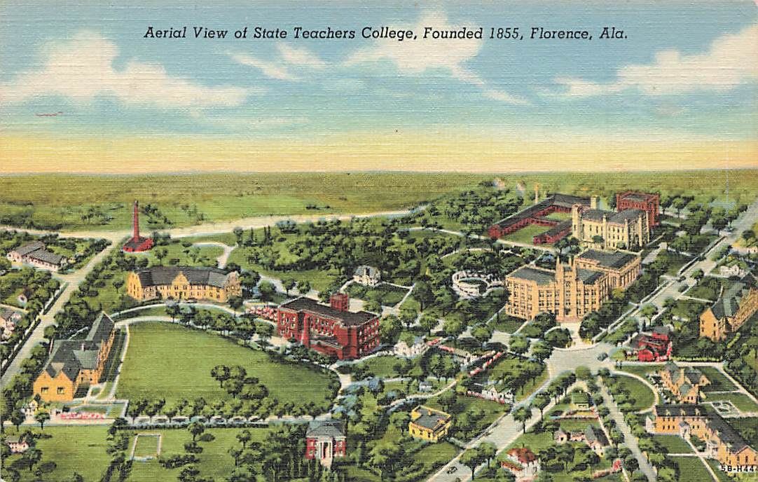 c1930s-40s Birds Eye Aerial View State Teachers College Florence Alabama AL P526