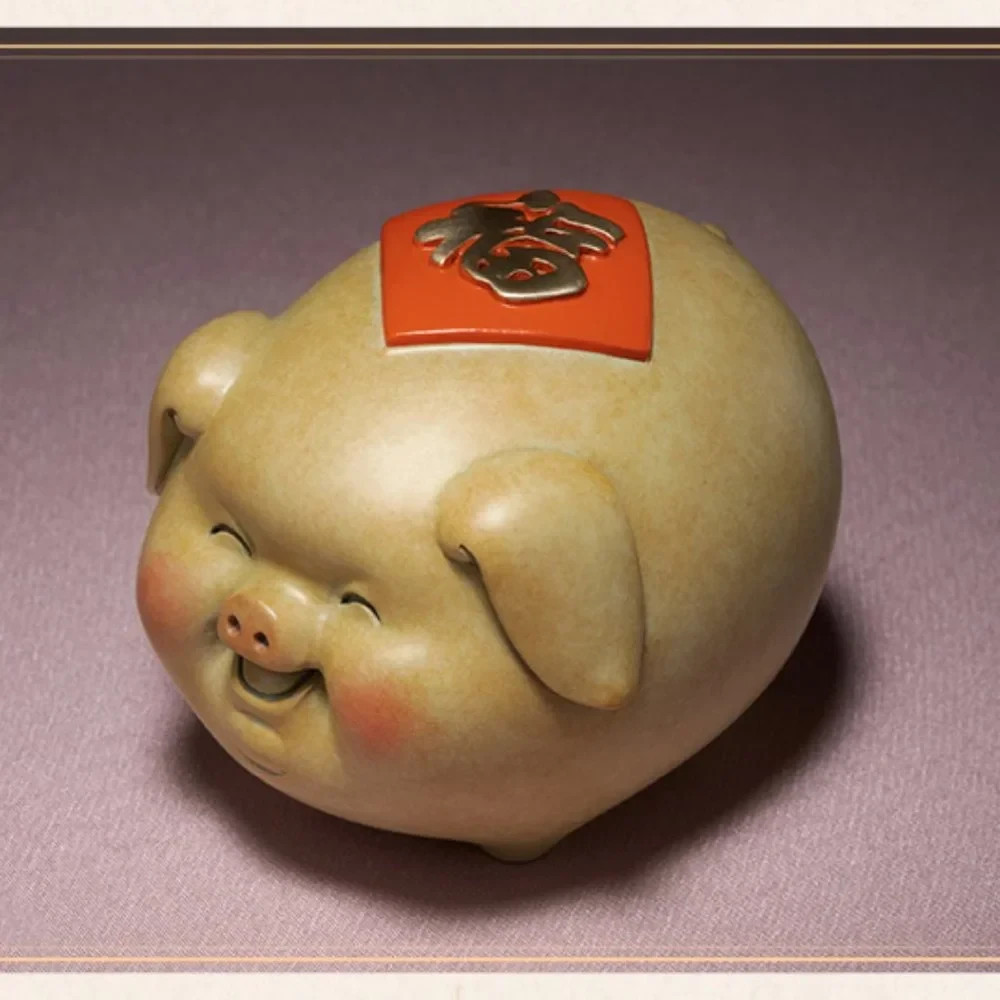 2018 Tongshifu Copper Lucky Pig Brass Figurine 24K  Gold Plate Accents NEW