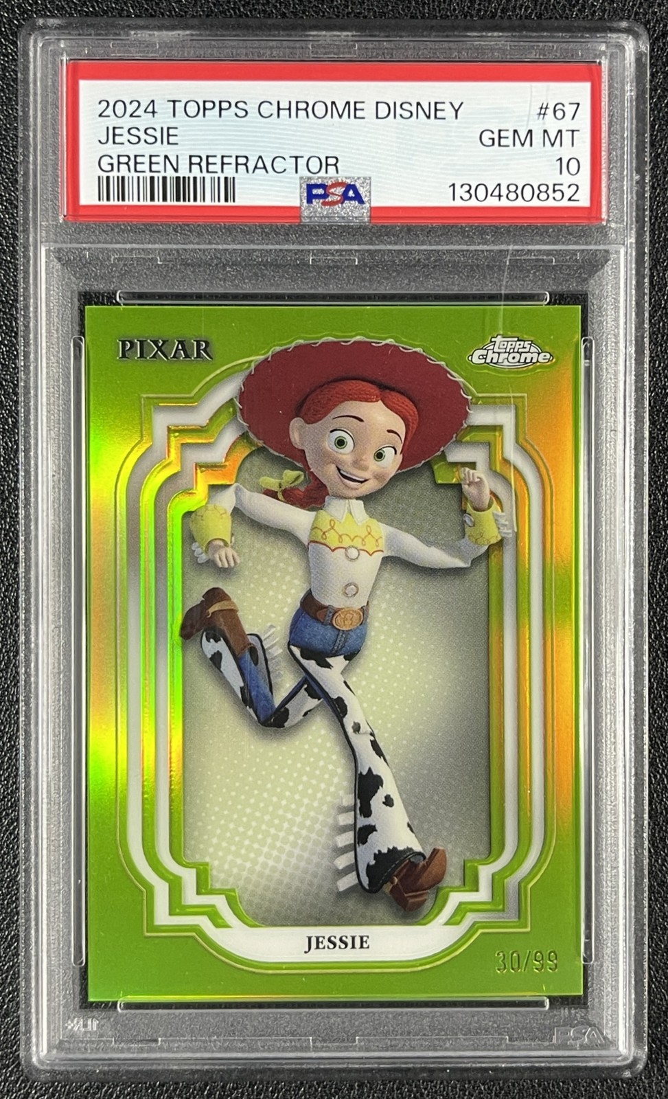 JESSIE PSA 10 2024 TOPPS CHROME DISNEY #67 GREEN REFRACTOR 30/99 TOY STORY