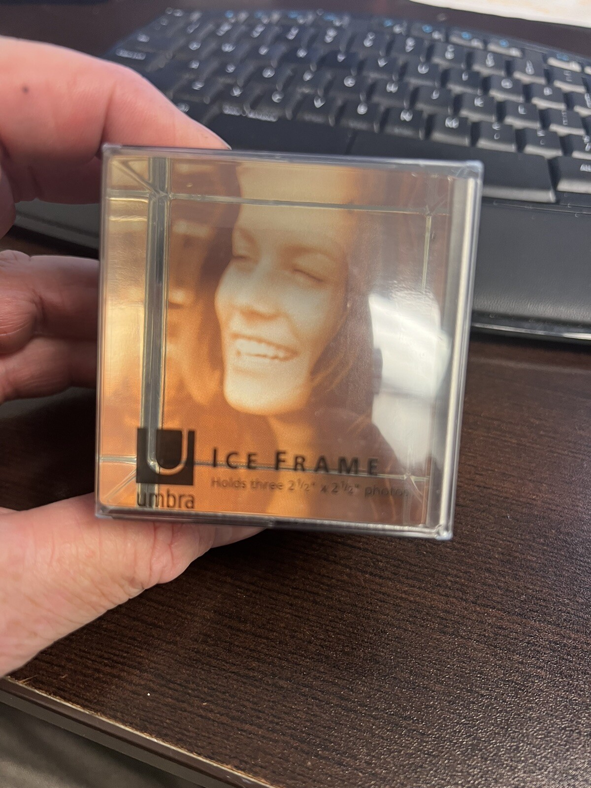 Umbra Ice Cube Frame Photo Frame - Stainless Backing 3 Photos Paperweight NEW