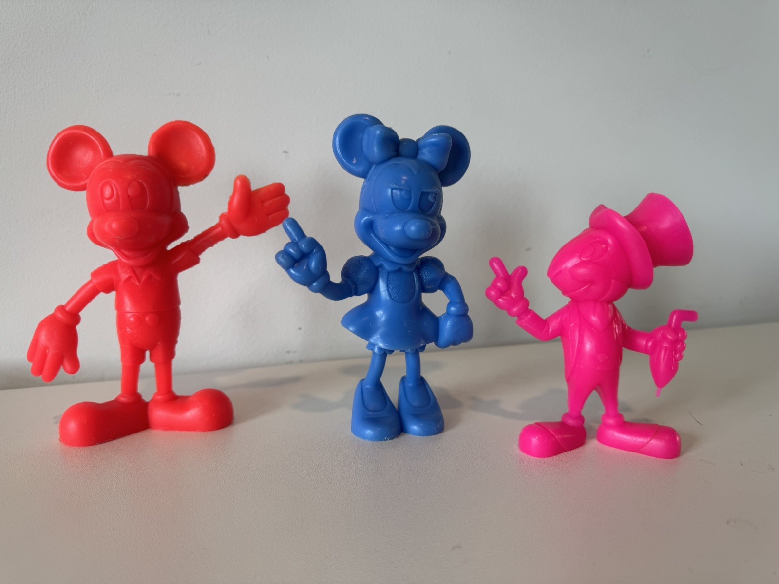 Vintage 1971 Marx Disney Mickey Minnie Jiminy Cricket Plastic Figures Lot of 3