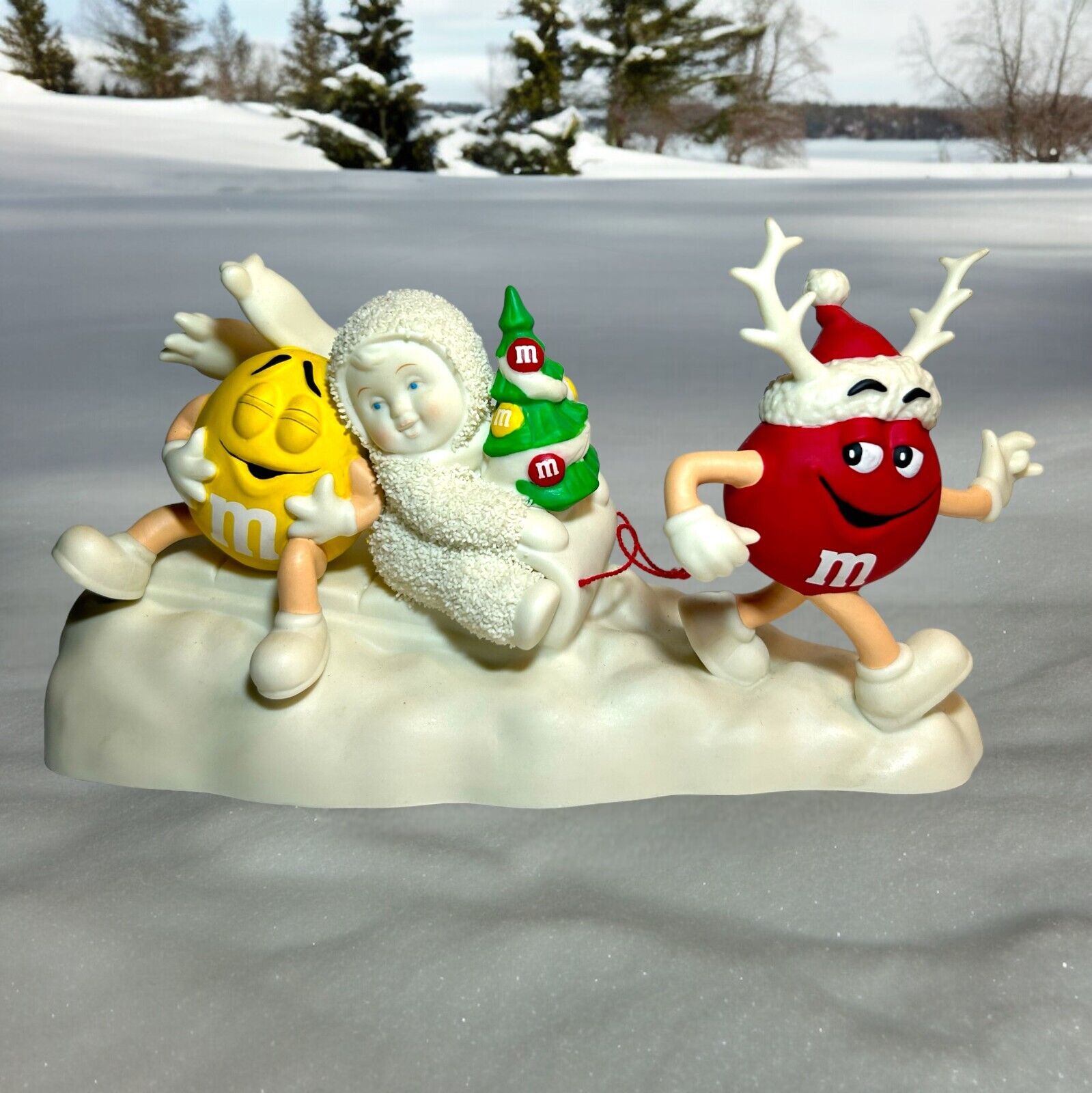VTG DEPT 56 SNOWBABIES Guest Collection M&M\'s Candy-coated Xmas MARS 2004 Sleigh