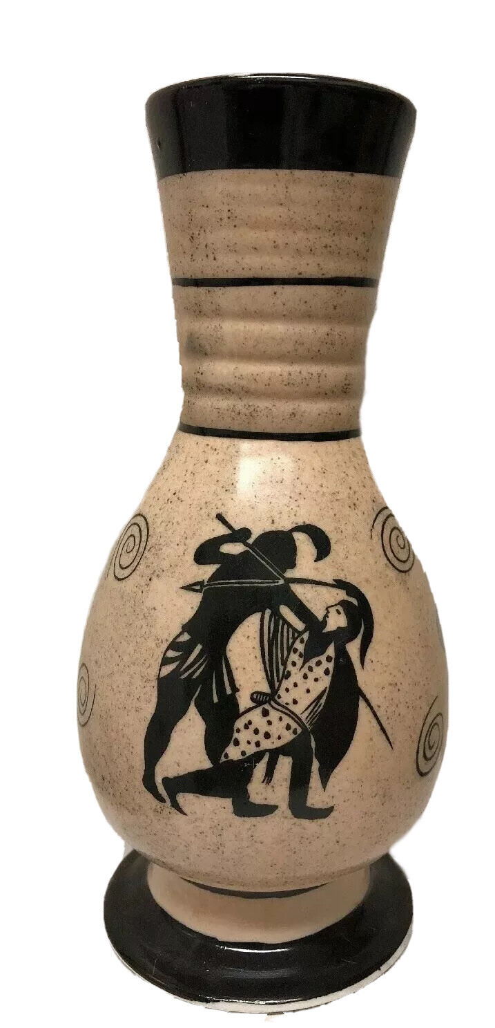 Formalities By Baum Bros Collectible RARE Ethnic Glazed Pottery Footed 8” Vase