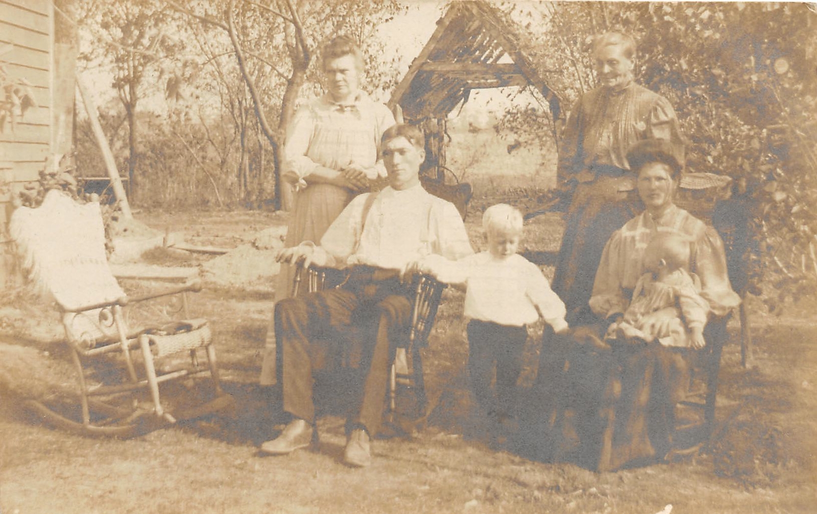 H97/ Bryan Ohio RPPC Postcard c1910 Family Kids Furniture 217 H97/ Bryan Ohio RPPC Postcard c1910 Family Kids Furniture 217