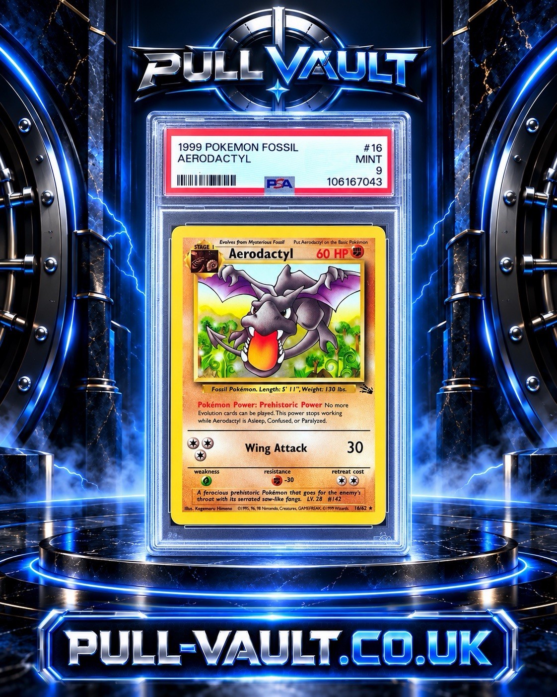 Aerodactyl 16/62 - PSA 9 - 1999 Pokémon Fossil Vintage - Non Holo