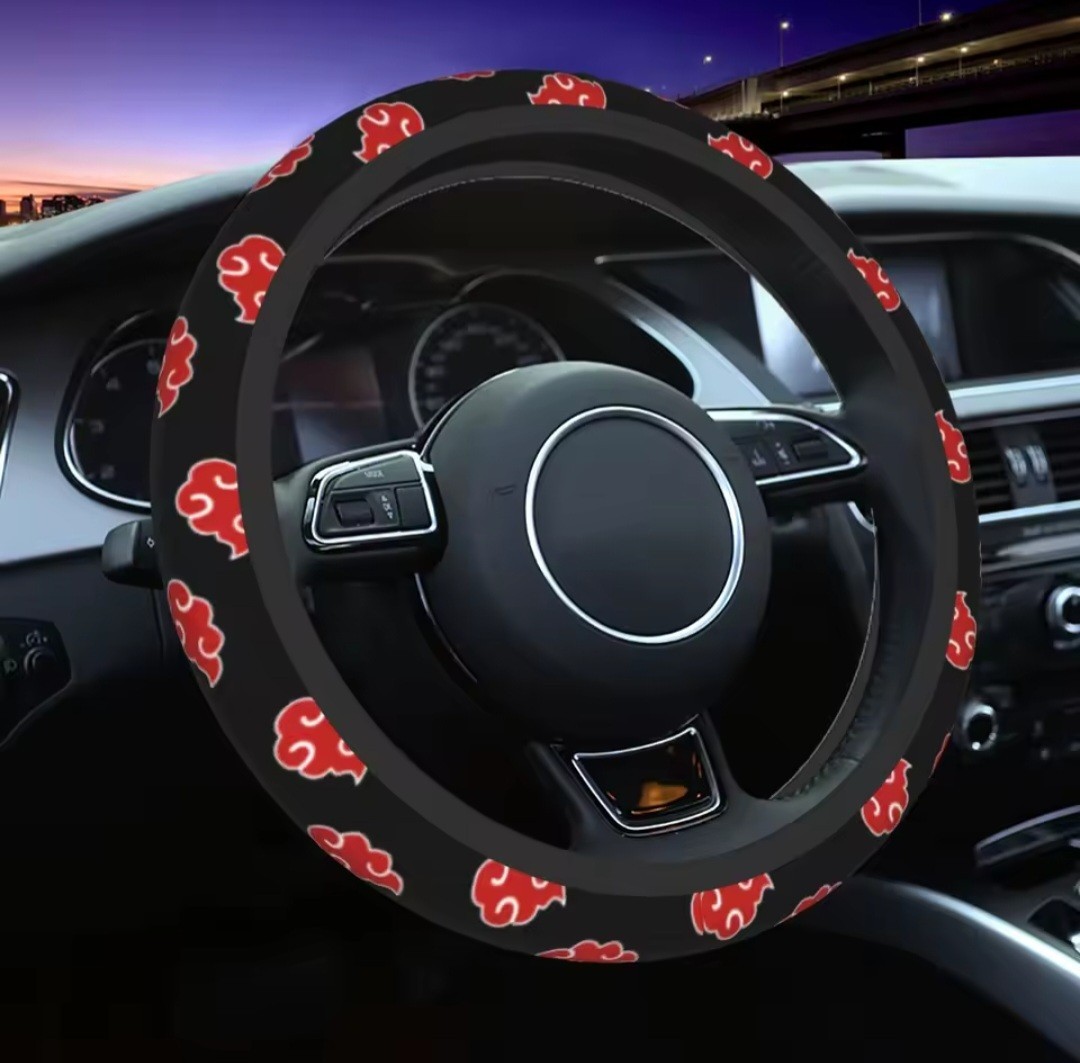 14.5-15 Inch Anime Red Cloud Naturo Akatsuki Steering Wheel Cover