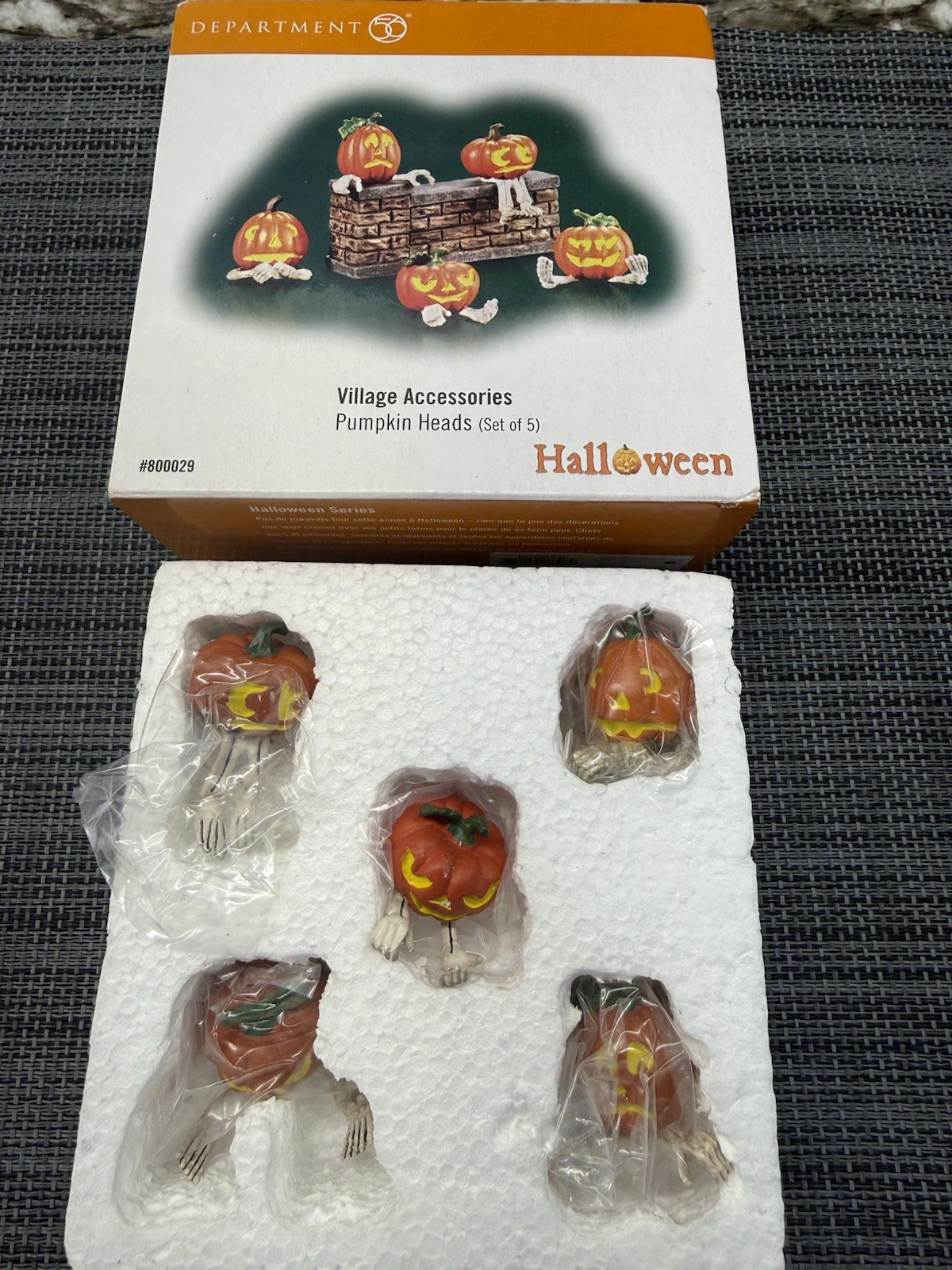 Department 56 Halloween Village Accessories Pumpkin Heads Set of 5 Boxed