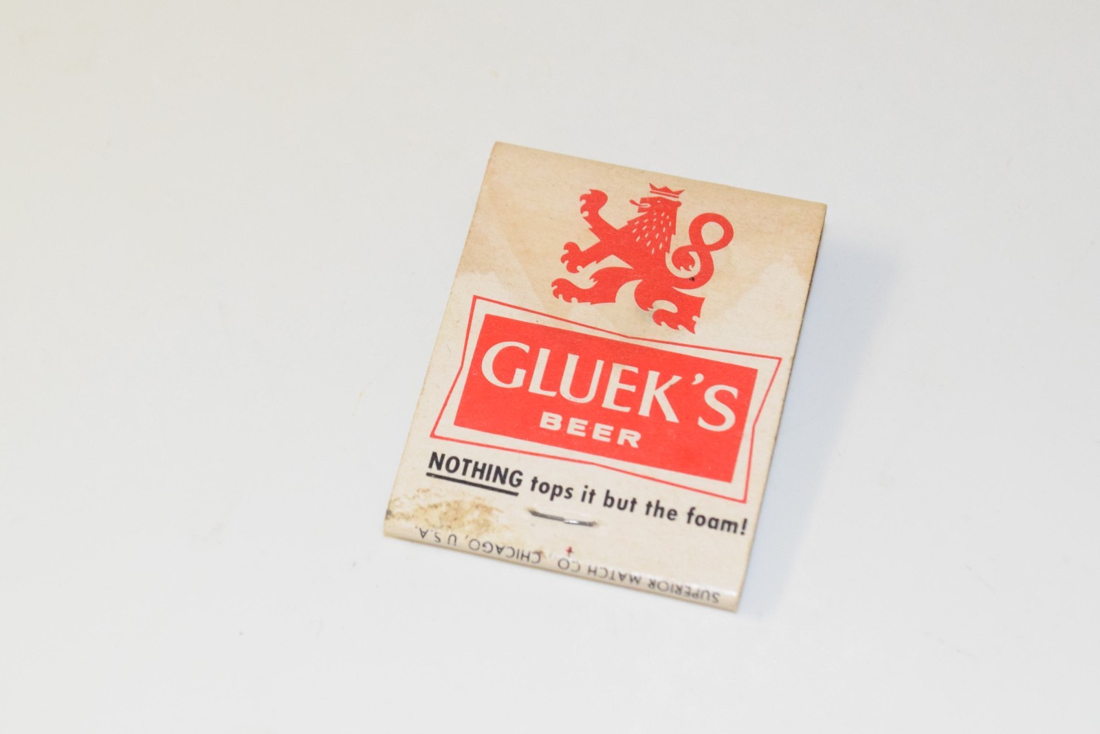 VINTAGE GLUEK\'S BEER MATCHBOOK. 17/20 MATCHES VINTAGE GLUEK\'S BEER MATCHBOOK. 17/20 MATCHES