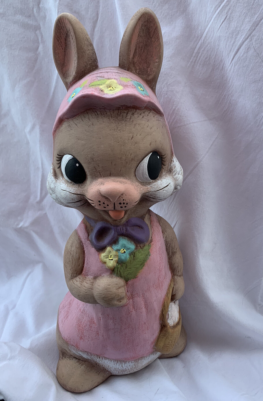 Vintage MCM Anthropomorphic Easter Bunny Rabbit in Pink  Handmade 11.5\