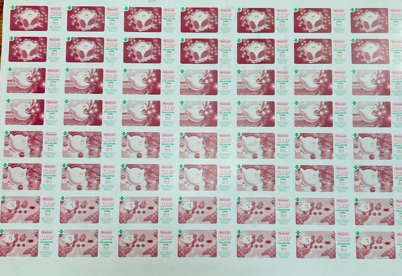 So Rare 1995 Jacob\'s Bakery Kirby 3D Cards FULL UNCUT CARD SHEET 1-4 NOS SO RARE