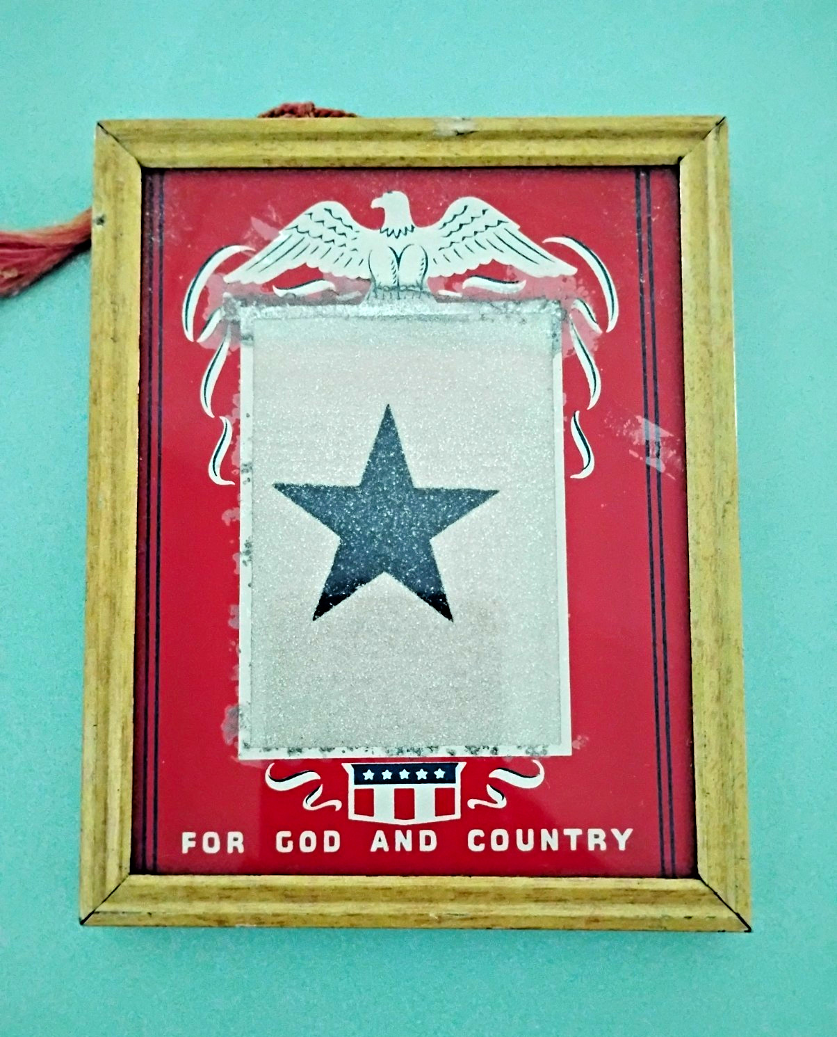 WWII US Blue Star Service Banner Flag Framed Plaque \