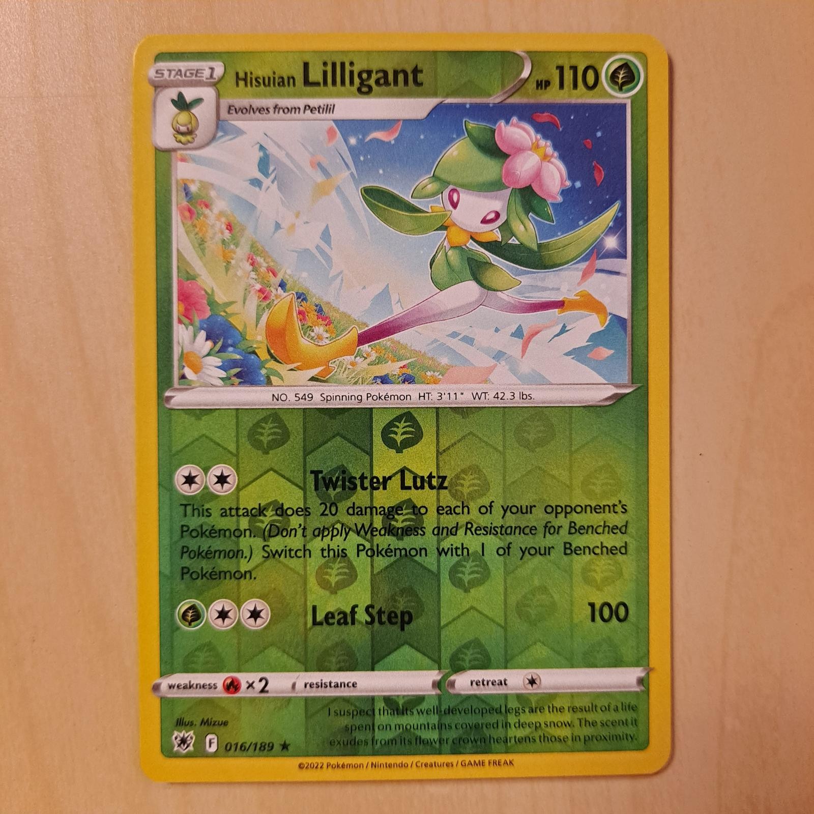 Hisuian Lilligant 016/189 Rare Astral Radiance Pokemon Reverse Holo Near Mint