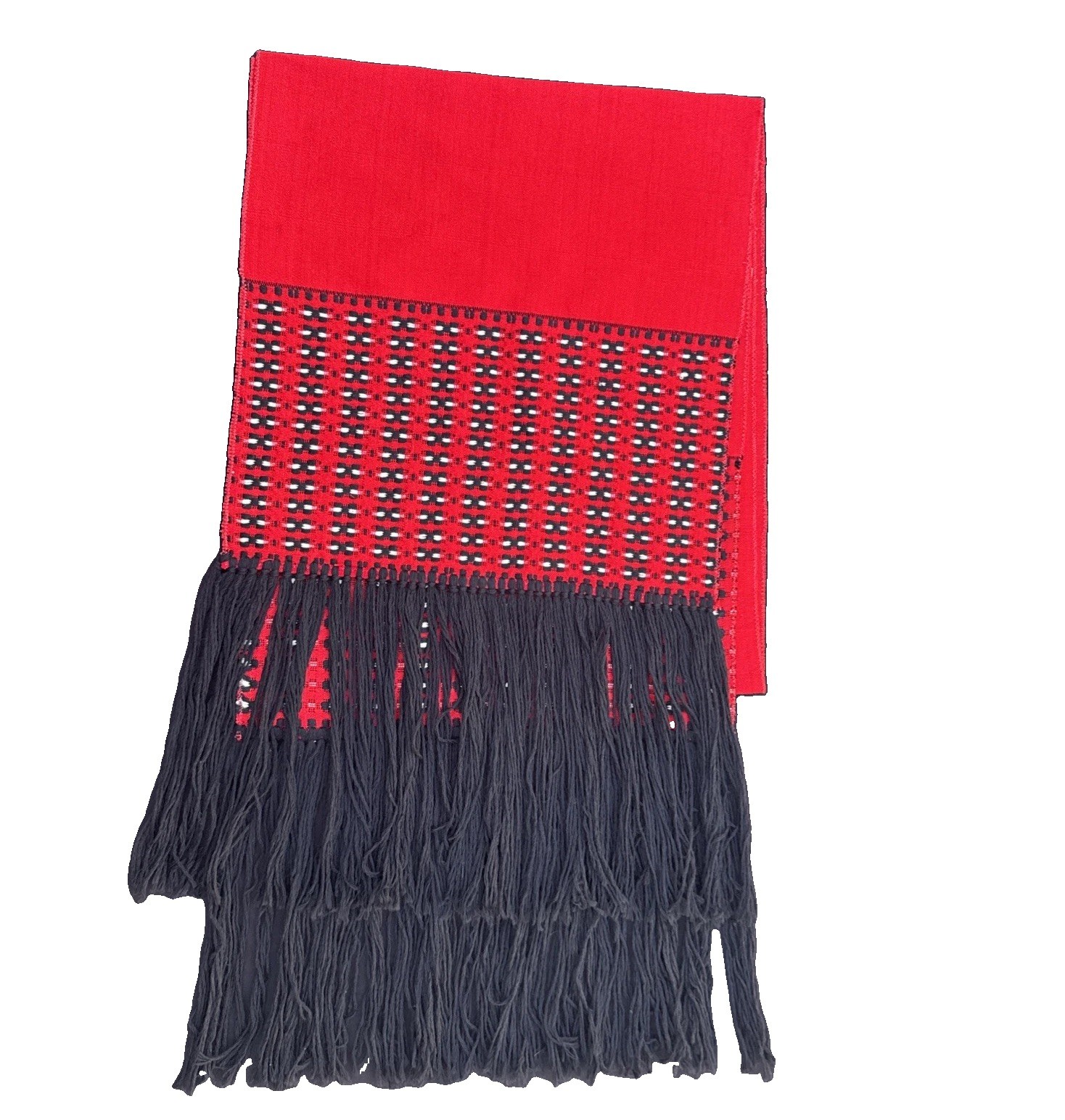 Vintage Naga Tribal Shawl Handwoven Red Black Geometric Ceremonial Textile 100\