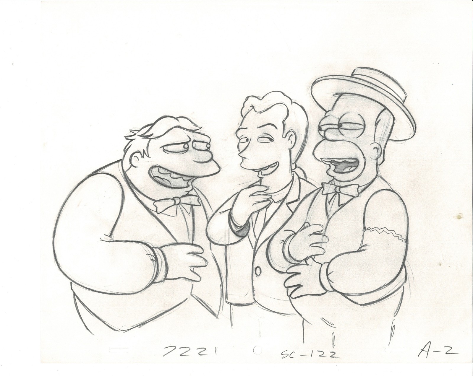 Simpsons Homer Barney Be Sharps Cel Drawing Production Animation 1993 Fox DD-010